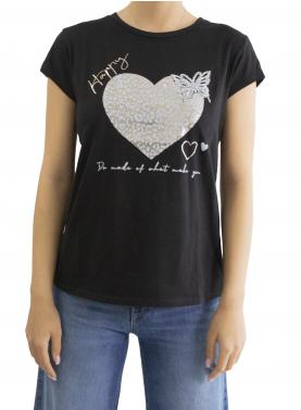 t shirt con cuore leopardato Happy 